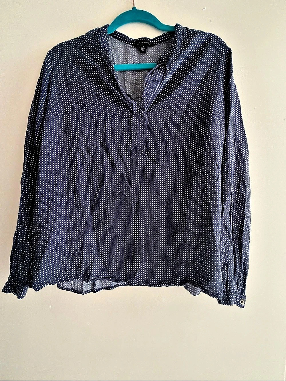 Tommy Hilfiger Women's Polka Dot Blouse Navy & White Size XL Like New